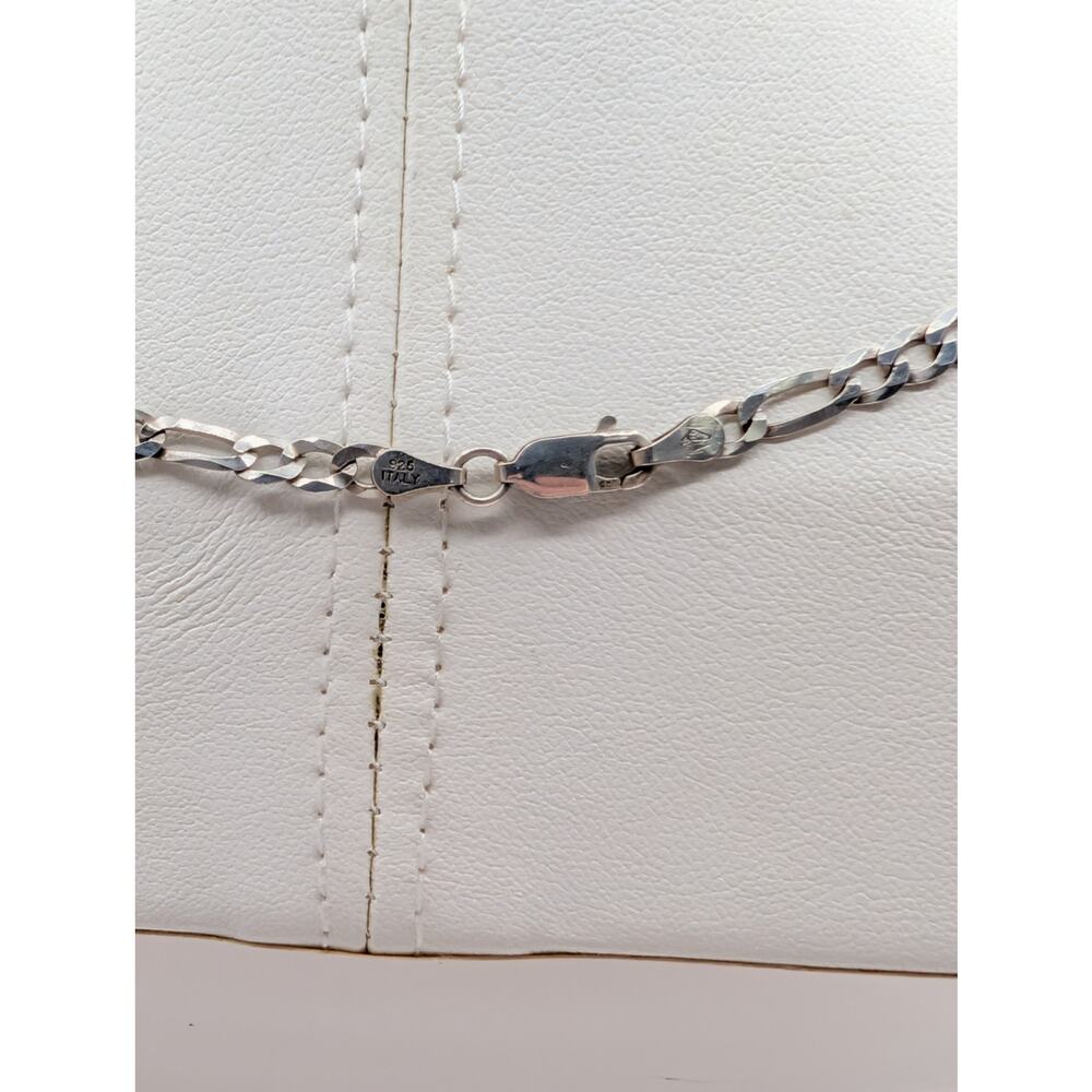 925 Italy Sterling Silver Figaro 22" Chain Necklace 6.52g - Picture 4 of 7